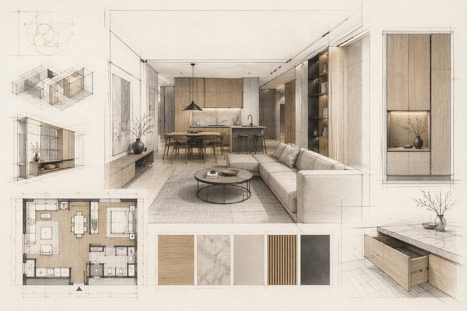 Schiță conceptuală pentru un apartament